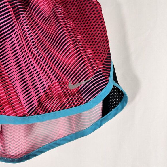 Nike Runnning Shorts Girls Small Pink Striped Drawstring Pull On Dri-Fit Lined - Picture 2 of 6